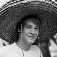 Philip Meyerdierks portrait mit sombrero schwarz weiss